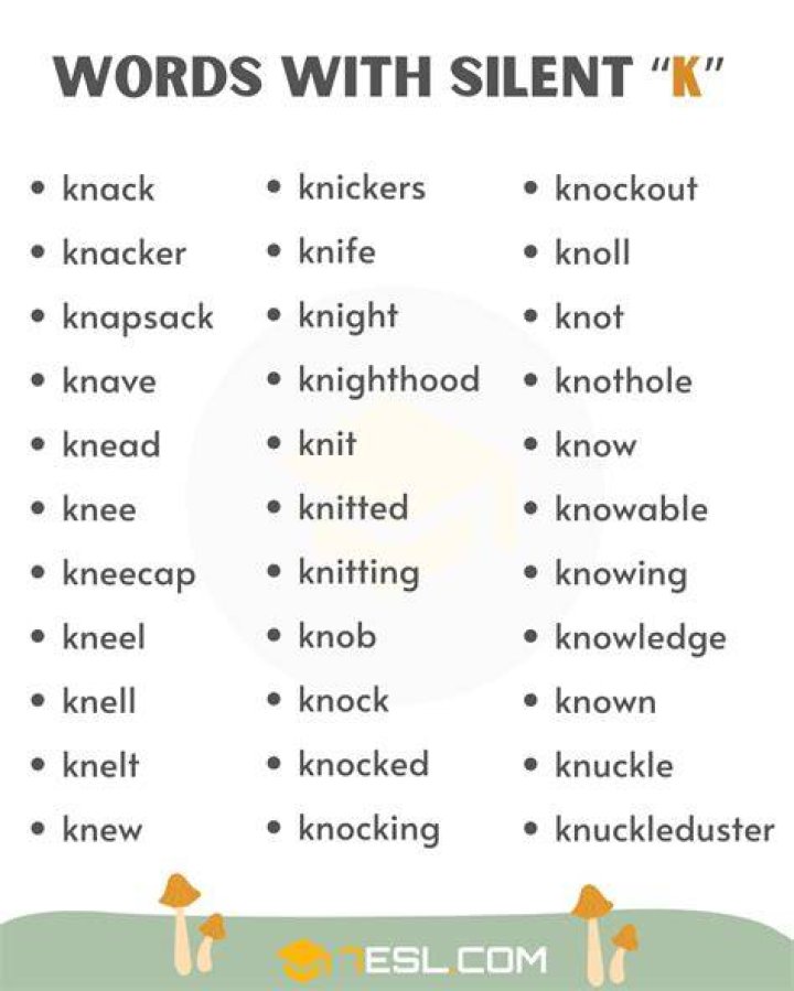 When is the letter k silent?